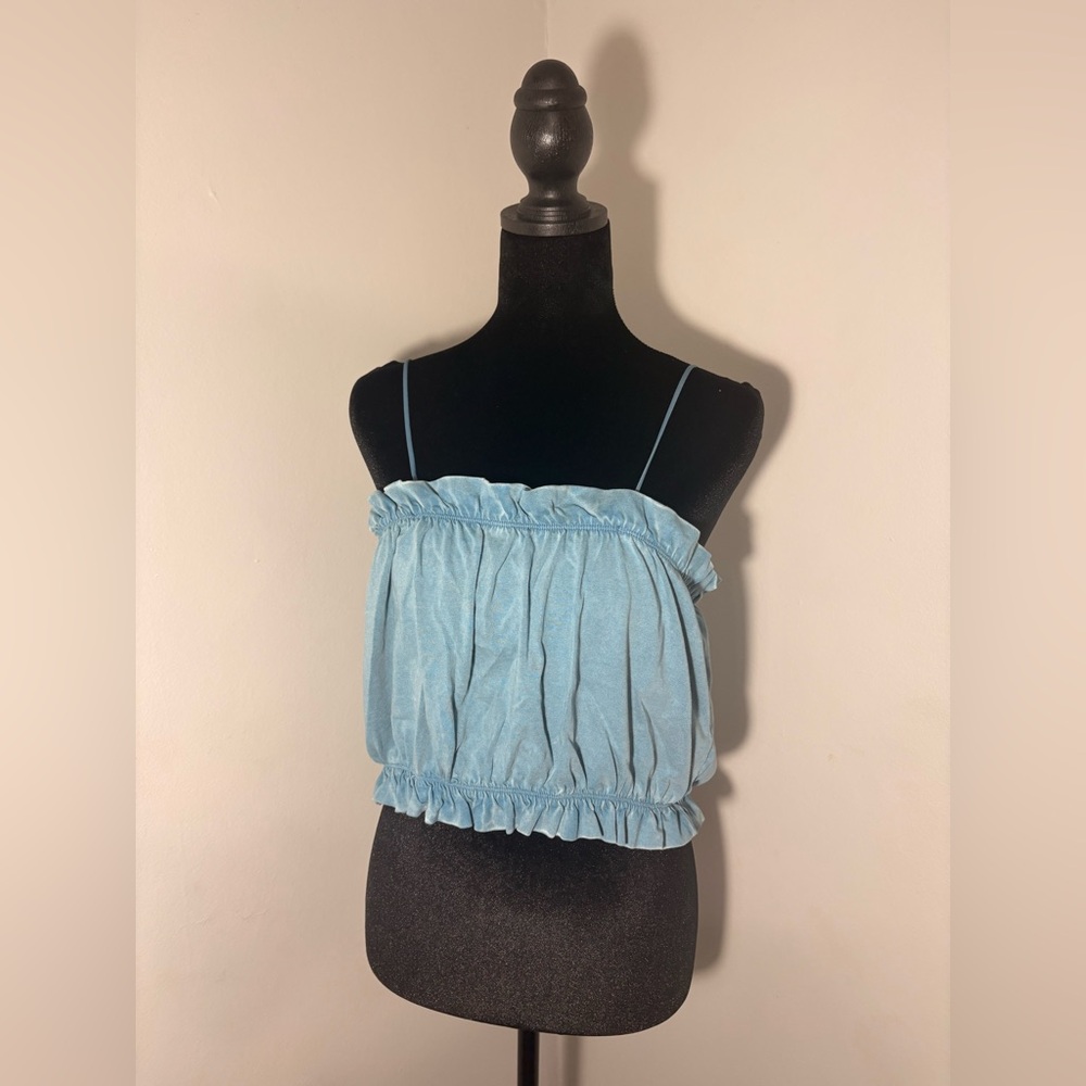Zara Sky Blue Ruffled Camisole